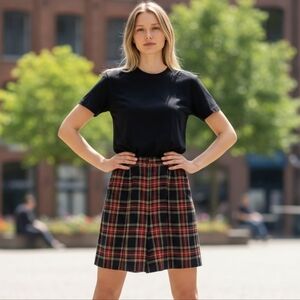 Vintage Norton McNaughton Tartan Plaid Pleat Wool Blend Knee Length Shorts Sz 26